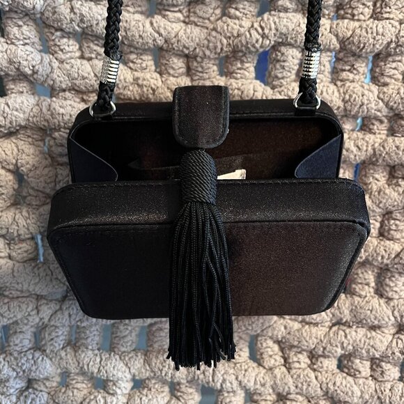 Vintage Jessica McClintock Black Satin Evening Purse - Picture 5 of 9